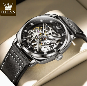 <span class=keywords><strong>Reloj</strong></span> <span class=keywords><strong>de</strong></span> Pulsera OLEVS 6651 para <span class=keywords><strong>Hombre</strong></span>, <span class=keywords><strong>de</strong></span> Moda, Automático, Mecánico, Resistente al Agua, Luminoso, con Correa <span class=keywords><strong>de</strong></span> Cuero, Smartwatch - Product Image 1
