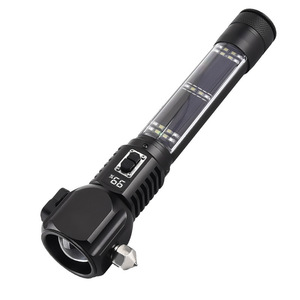 Multifunctional Solar <b>Flashlight</b> With Buzzer And Lighter Car Emergency High Intensity Rechargeable Outdoor <b>Torch</b> - Product Image 5