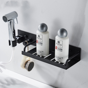 Soporte de esquina <span class=keywords><strong>para</strong></span> cabezal de <span class=keywords><strong>ducha</strong></span> de aluminio espacial negro mate, organizador de pared adhesivo <span class=keywords><strong>sin</strong></span> <span class=keywords><strong>taladro</strong></span>, <span class=keywords><strong>para</strong></span> pulverizador de bidé y jabón, <span class=keywords><strong>para</strong></span> uso hotelero - Product Image 4
