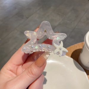 Pinzas para el Cabello de Acetato Blanco Marino con Diseño de Estrella de Mar y Concha de Perla, Textura Alta, Lindas y Novedosas 2026 - Product Image 3