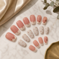 Faux ongles personnalisés Saint-Valentin à presser, courts, carrés, motif cœur, blancs, style français, nœud rouge, gel brillant, en ABS, vente en gros OEM