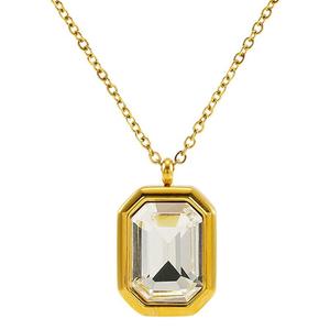 Zogxin Stainless Steel Geometric Zircon Pendant Necklace For Women Party Fashion Clavicle Chain Gold Color - Product Image 5