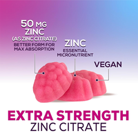 Rosebest Certifié GMP Vente en Gros OEM Marque Privée 50mg Gommes de Citrate de Zinc Végétaliennes Saveur Baies Naturelles Suppléments Alimentaires en Vrac