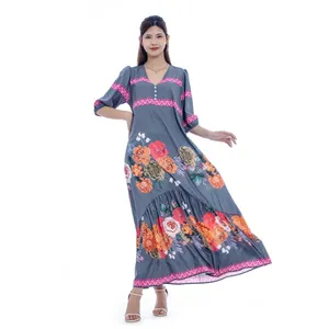 Robe à manches mi-longues imprimé Floral, vente en gros, mode, robes africaines d'été, grande taille, robes pour femmes