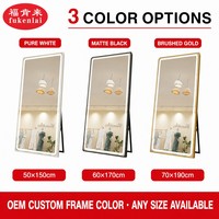 Miroir sur pied moderne personnalisé avec éclairage LED intégré, réglable, pleine longueur, avec cadre en métal