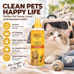 SILU Waterless Cat <strong>Shampoo</strong> Spray No Rinse Pet Grooming Cleaner with Shea Butter Honey Gentle Deodorizing Cat <strong>Shampoo</strong> OEM - Product Image 2