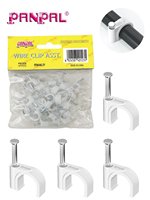 Attaches-câbles 100 pièces 8 mm à clouer pour câbles Ethernet ronds, attaches murales, attaches-câbles, attaches pour fils électriques, attaches pour câbles TV