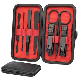 Kit de pédicure de 7 pièces, <span class=keywords><strong>ensemble</strong></span> cadeau de toilettage avec étui en cuir noir, manucure, <span class=keywords><strong>ensemble</strong></span> cadeau pour la fête des mères - Product Image 1