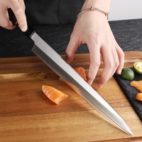 Couteau de cuisine japonais haut de gamme Keensun en acier AUS-8, écologique, avec manche en corne de buffle et ébène, pour sashimi et sushi
