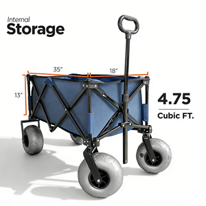 <span class=keywords><strong>Chariot</strong></span> <span class=keywords><strong>de</strong></span> camping pliable facile à ranger, design à pliage rapide, avec roues à ballons et cadre robuste - Product Image 2