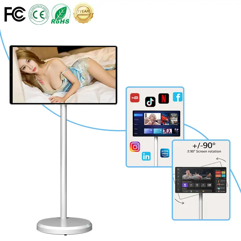 21.5 Inch Beweegbare Incell Touch Display Smart Rotatie Scherm Microfoon Ultra 2K Ips Scherm Android Tv Televisie