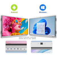 Pizarra Inteligente con Pantalla Táctil 4K de 75 Pulgadas con Cámara para Escuela, Panel de Pizarra Interactiva Táctil de 40 Puntos con Android para Aula