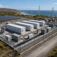 Système de stockage d'énergie solaire et éolienne BESS en conteneur de 1 à 5 MWh, batterie au lithium LiFePO4, système hybride de stockage d'énergie, refroidissement liquide, communication RS485