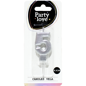Candela Numero 5 in Argento per Feste, Candele di Compleanno da 4,5 Cm - Product Image 2