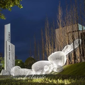 Escultura de Conejo de Malla de Alambre de Acero Inoxidable Personalizada, Gran Arte Metálico de Conejo Iluminado para Decoración de Paisajes y Noches - Product Image 1