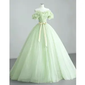 Высококачественное Зеленое Вечернее бальное платье в пол без бретелек, без бретелек, на шнуровке сзади, платья Quinceanera