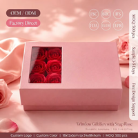 Boîte à bijoux en forme de rose avec couvercle fenêtré floqué OEM ODM |   FSC BRC FDA |   Boîte cadeau romantique MOQ500
