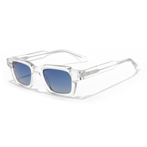 Modern Transparent Rectangle Full Rim <b>Sunglasses</b> Solid Clear Frame <b>Blue</b> Lens Anti-Uv Protection High-quality Unisex Adult - Product Image 1