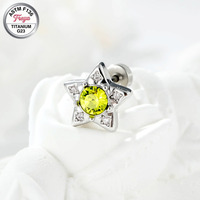 Freya Star Stainless Steel Fine Stud Earrings for Girls Colorful Cubic Zircon Diamond Daith Tragus Body Jewelry Labret Piercing