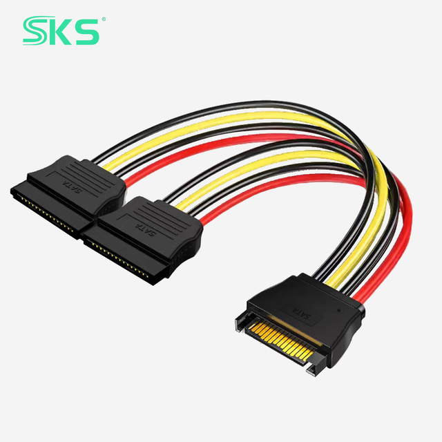 SATA 15Pin Male Dual 15Pin Female Power Splitter Cable Pure Copper Conductor for Computer Scanner Camera Earphone-Fast Charging