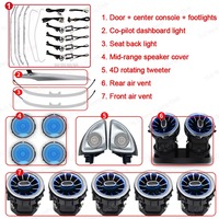 Kit d'éclairage ambiant 64 couleurs pour Mercedes Benz Classe C W205 GLC X253, ensemble de lumières LED pour aérateurs de type turbine et haut-parleurs rotatifs 4D