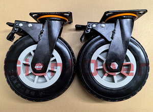 100 मिमी 125 मिमी 150 मिमी 200 मिमी हैवी ड्यूटी ब्लैक रबर स्विवेल प्लेट ब्रेक कैस्टर कैस्टर व्हील - Product Image 2