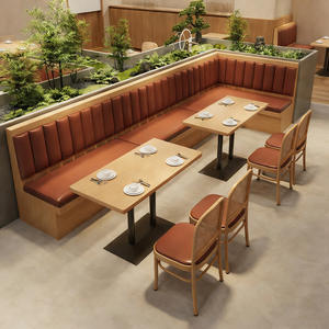 Ensemble table et chaises en bois massif demi-cercle moderne et personnalisé pour usage commercial, restaurants occidentaux, salons de thé, hôtels - Product Image 3