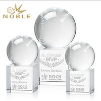 Trophée sphérique de baseball en cristal gravé au laser sur mesure, base carrée, récompense sportive pour le jeu des All-Stars