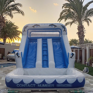 Tobogán temático <span class=keywords><strong>de</strong></span> elfo mágico azul inflable comercial, tobogán acuático <span class=keywords><strong>de</strong></span> salto con piscina para Parque <span class=keywords><strong>de</strong></span> Atracciones - Product Image 1