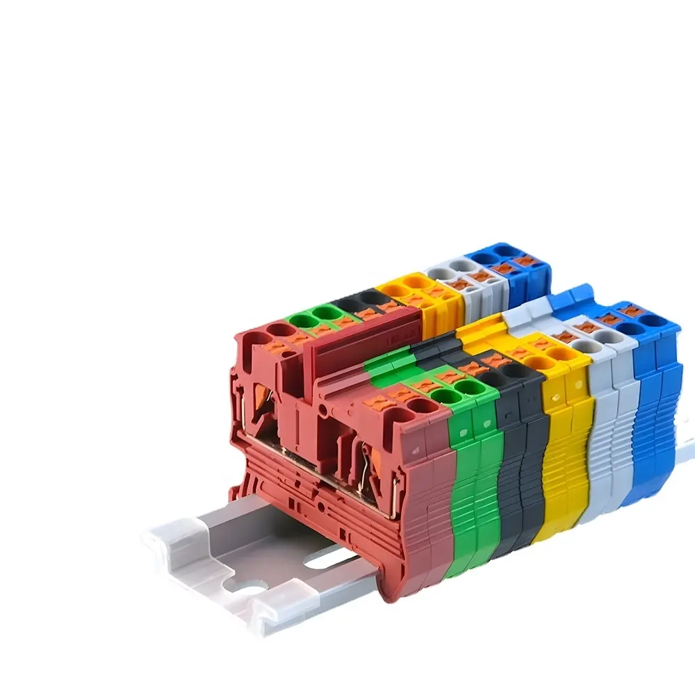 PT 2.5 Spring Connection 24-12 AWG Feed Through Push In Quick Wire Electrical Screwless Connector Din Rail Terminal Block