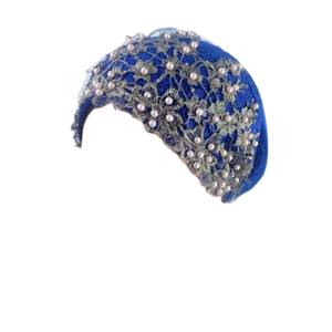 Precioso pañuelo para la cabeza elástico y transpirable para mujer, bordado con cuentas doradas para uso diario - Product Image 1