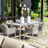 Tables et chaises d'extérieur en corde tressée pour villas, jardins, cours, balcons, tables basses, terrasses d'hôtels et mobilier de loisirs
