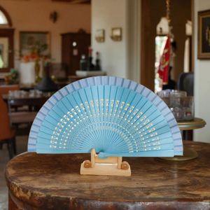Custom Printed Classic Folk Art Style Spanish <b>Handheld</b> <b>Fan</b> Painted Durable COLORED Wood Advertising Wedding Parties Business - Product Image 1