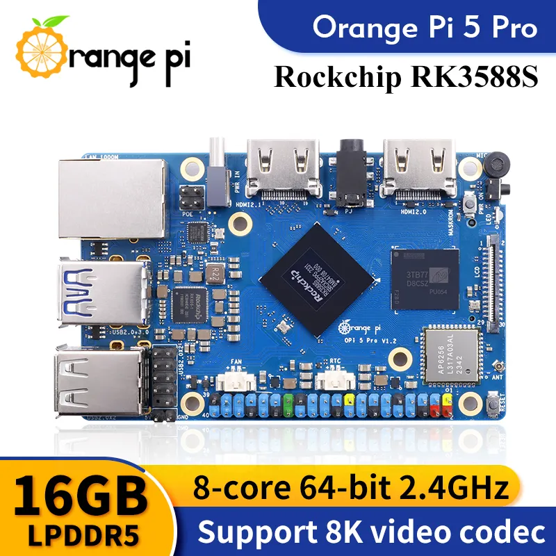 Orange Pi 5 Pro 16 GB RAM einzelnes Board Computer RK3588S LPDDR5 Wifi 5.0-BT5 Entwicklungsbrett M2.0 Unterstützung SSD Orange Pi 5Pro