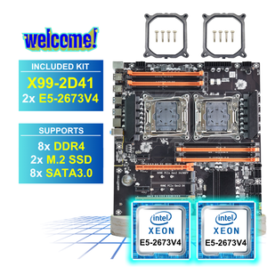 NUEVO Kit de Placa Base para PC de Escritorio X99-2D41 E-ATX con 8 Ranuras de RAM DDR4, Placa Base X99 C612 con Doble CPU Intel Xeon <span class=keywords><strong>E5</strong></span> <span class=keywords><strong>2673</strong></span> <span class=keywords><strong>V4</strong></span> - Product Image 1