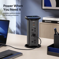 智能家庭办公室英国电源插座电动厨房台面电动升降塔插座，带usb-c顶部无线充电