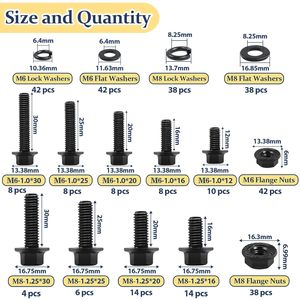 M6 M8 <b>Flange</b> Hex <b>Bolt</b> Nut Washer Assortment Kit 320 Pcs Carbon Steel Grade A Level 8.8 For Repair Construction - Product Image 2
