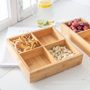 Bamboo Snack Box With Compartments For Dried Fruits Candies And Nuts Rectangle Multifunctional <b>Storage</b> <b>Tray</b> - Product Image 4