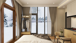 Muebles Comerciales Modernos para Habitación de Hotel de 3 Estrellas, Juego de Cama de Madera con Mesita de Noche, Armario, Mesa Auxiliar de Cocina y Sillas para Habitación Completa - Product Image 5