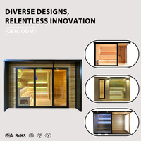 Sauna extérieur moderne en forme de cube 2026 en bois d'épicéa pour 4 à 6 personnes avec chauffage électrique à vapeur sèche 8KW et commande intelligente LED