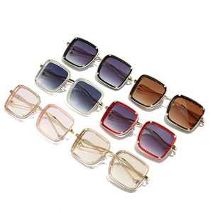 Custom Logo 2026 Fashion Retro Oversized <b>Sun</b> Glasses UV400 <b>Shades</b> Metal Square Frame Sunglasses for Women - Product Image 5