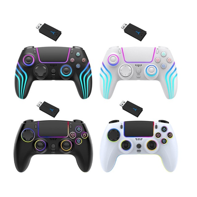 RGB Gamepad 2.4G Dual Vibration Six Axis PS5 Joystick Wireless Controller Game Console