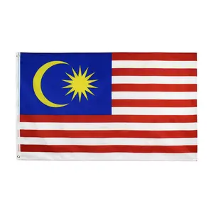 Venta al por mayor personalización hecha en fábrica Bandera de país de Malasia banderas de gran tamaño pancartas con descuento popular