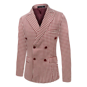 Blazer da <span class=keywords><strong>Uomo</strong></span> Personalizzabile in Stile Pied-de-Poule, Giacca Doppiopetto Stile Smoking con Chiusura <span class=keywords><strong>a</strong></span> Cerniera, per Ufficio, Feste e Occasioni Casual - Product Image 3