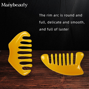 Sisir bergigi lebar sisir saku tanduk sapi alami Spa <span class=keywords><strong>Guasha</strong></span> sikat pijat kulit kepala alat perawatan rambut - Product Image 5