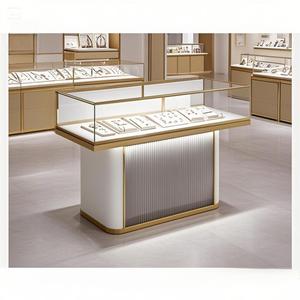 Tùy chỉnh đồ trang sức hiển thị Showcase Big Mall thương hiệu cửa hàng LED chiếu sáng sơn gỗ Glass <span class=keywords><strong>Black</strong></span> Gold hiển thị thương mại - Product Image 1