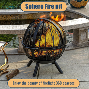 Brasero à bois, barbecue <span class=keywords><strong>extérieur</strong></span>, écran anti-<span class=keywords><strong>étincelles</strong></span>, bac à cendres amovible, <span class=keywords><strong>foyer</strong></span> <span class=keywords><strong>extérieur</strong></span>, cheminée <span class=keywords><strong>pour</strong></span> feu de joie dans le jardin, la cour - Product Image 5