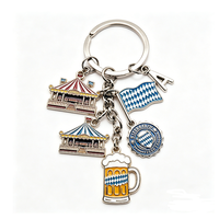 Porte-clés vintage en alliage de zinc avec breloques drapeau et carrousel, souvenir de Munich