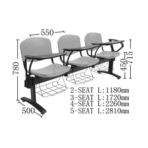 Asientos de Banco Modernos de Plástico para Sala de Espera de Aeropuerto, Hospital o Escuela, Tres en Uno - Product Image 2