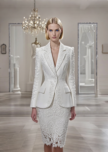 2026 Women's Blazer <strong>Set</strong> - Notch V-neck Embroidery <strong>Coats</strong> with Luxury Detailing Autumn <strong>Winter</strong> White Black Office Wear Collection - Product Image 2